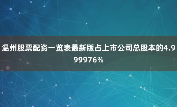 温州股票配资一览表最新版占上市公司总股本的4.999976%